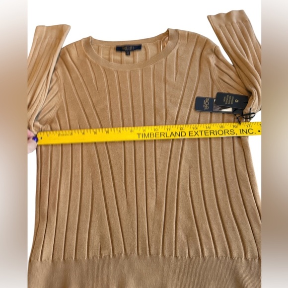 Rachel Roy Women's Fitted Silhouette Ribbed Sweater Camel Color Crewneck XL NWT. - Picture 10 of 11